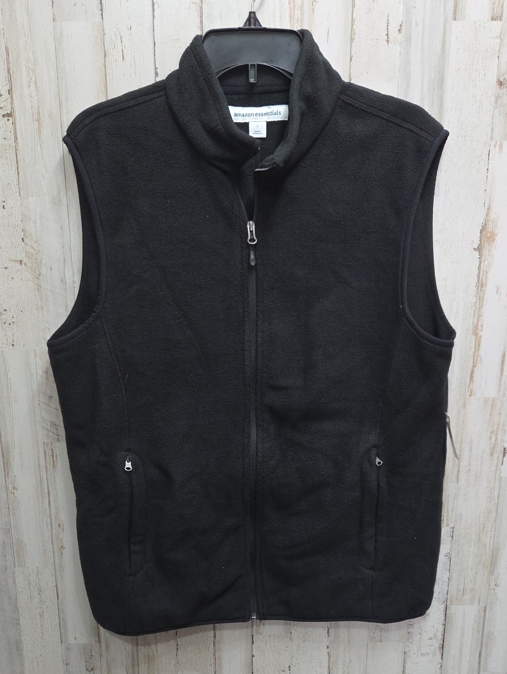 Amazon Essentials Black Full Zip Polar Fleece Vest Men's Size Large